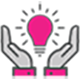 ícone imagem de duas mãos em volta de uma lâmpada